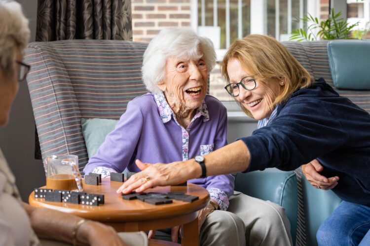 resident playing games with family 