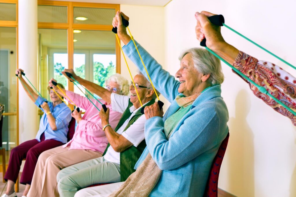 residents doing gentle exercise